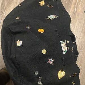 Black Tote Bag with Decorative Pins
